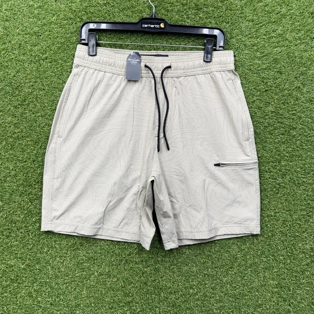 Abercrombie & Fitch Shorts Mens Small Topographic Map A&F Saturday Gym NEW